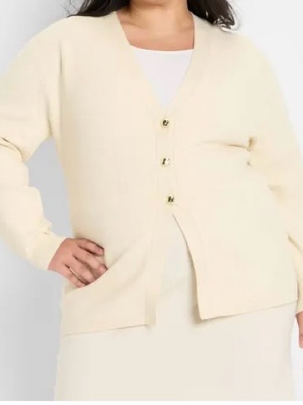 Future Collective Women's Nipped Waist Cardigan, 3X - Cream